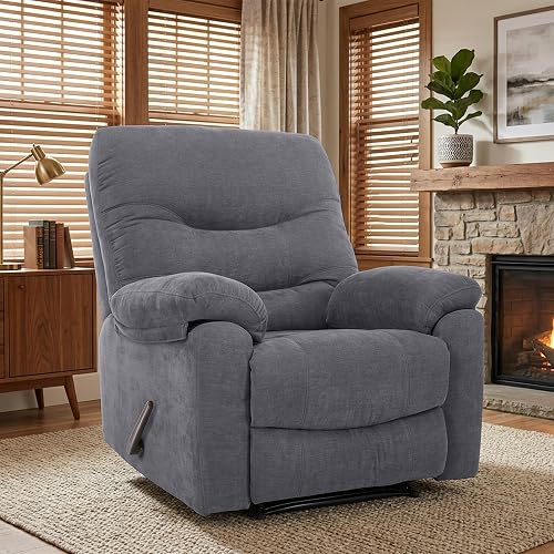 Oversized Recliner Chair, Big Man Recliner Chairs for 400LBS Adults, Chenille Fabric Extra Wide Recliner, Large Heavy Duty Recliner Chair for Living Room, Grey