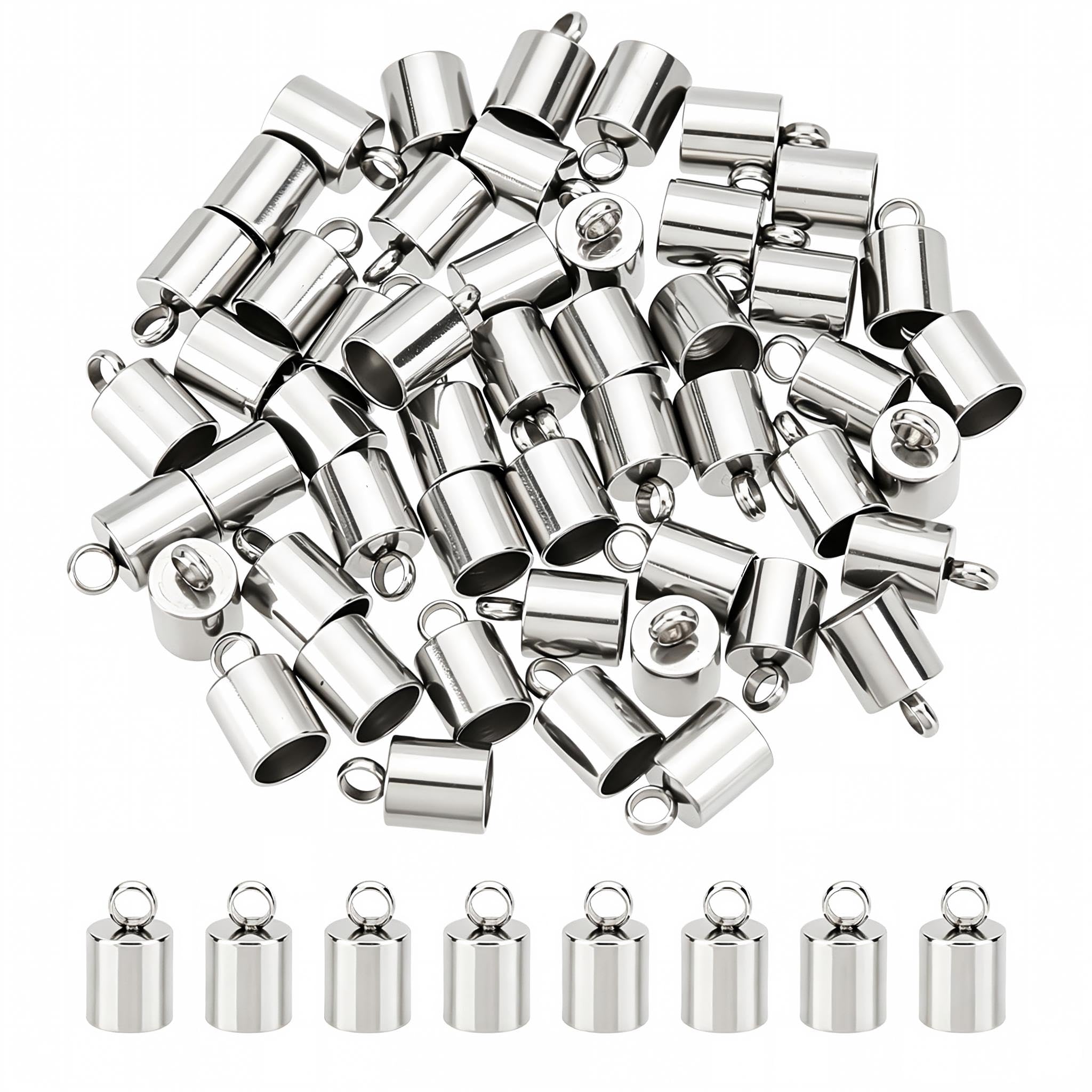 Photo 1 of UNICRAFTALE 50pcs 5mm Inner Diameter Cord End Caps