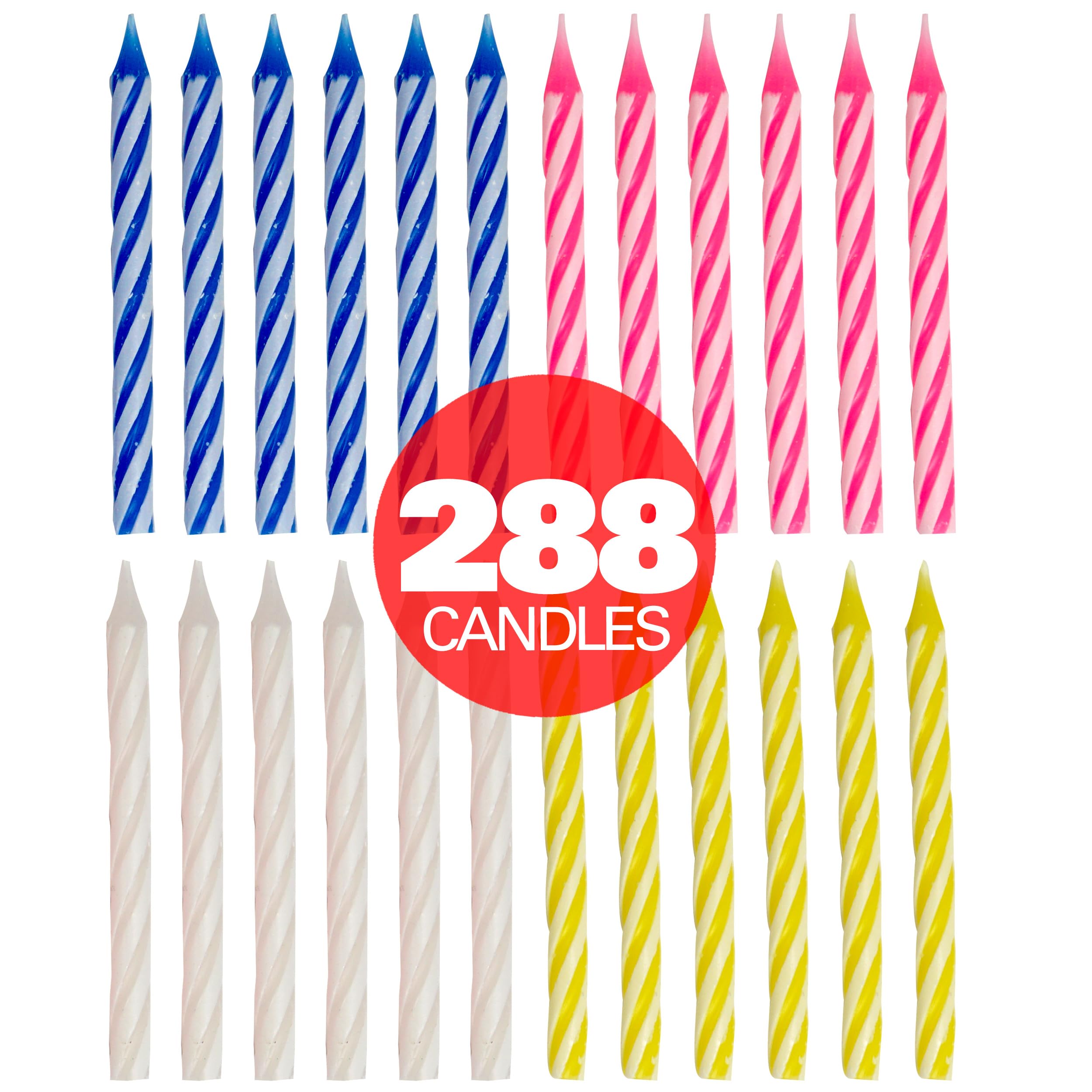 288 velas de cumpleaños multicolor en espiral, velas de cumpleaños para pasteles, velas de cupcakes, celebración de fiesta