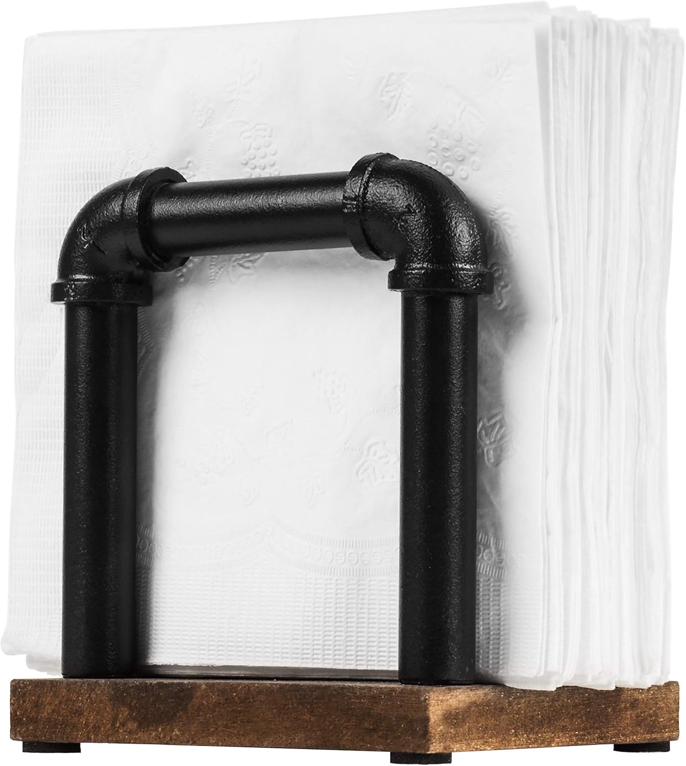 MyGift Modern Brass Tone Metal Wire Commercial Wall Mounted or Tabletop Paper Folded Towel Holder Dispenser Rack (Pipe Black)