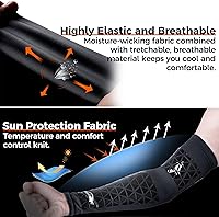 Vista 5 de COOLOMG Manga de compresión para brazo de fútbol con agarres para antebrazo y codo, manga de protección solar para niños, jóvenes y adultos