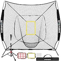 Vista 10 de Storgem Baseball and Softball Practice Net 7×7ft Portable Hitting Pitching Batting Training Net Baseball Backstop Net with Batting Tee and Strike