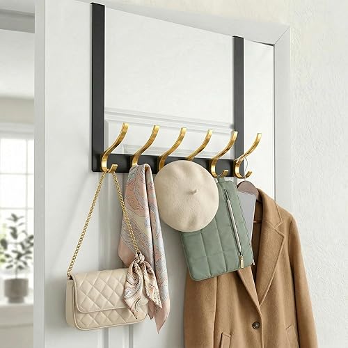 Miniatura 17 de Ganchos para colgar sobre la puerta, colgador de puerta resistente, gran toallero para colocar sobre la puerta con 12 ganchos, resistente y fácil