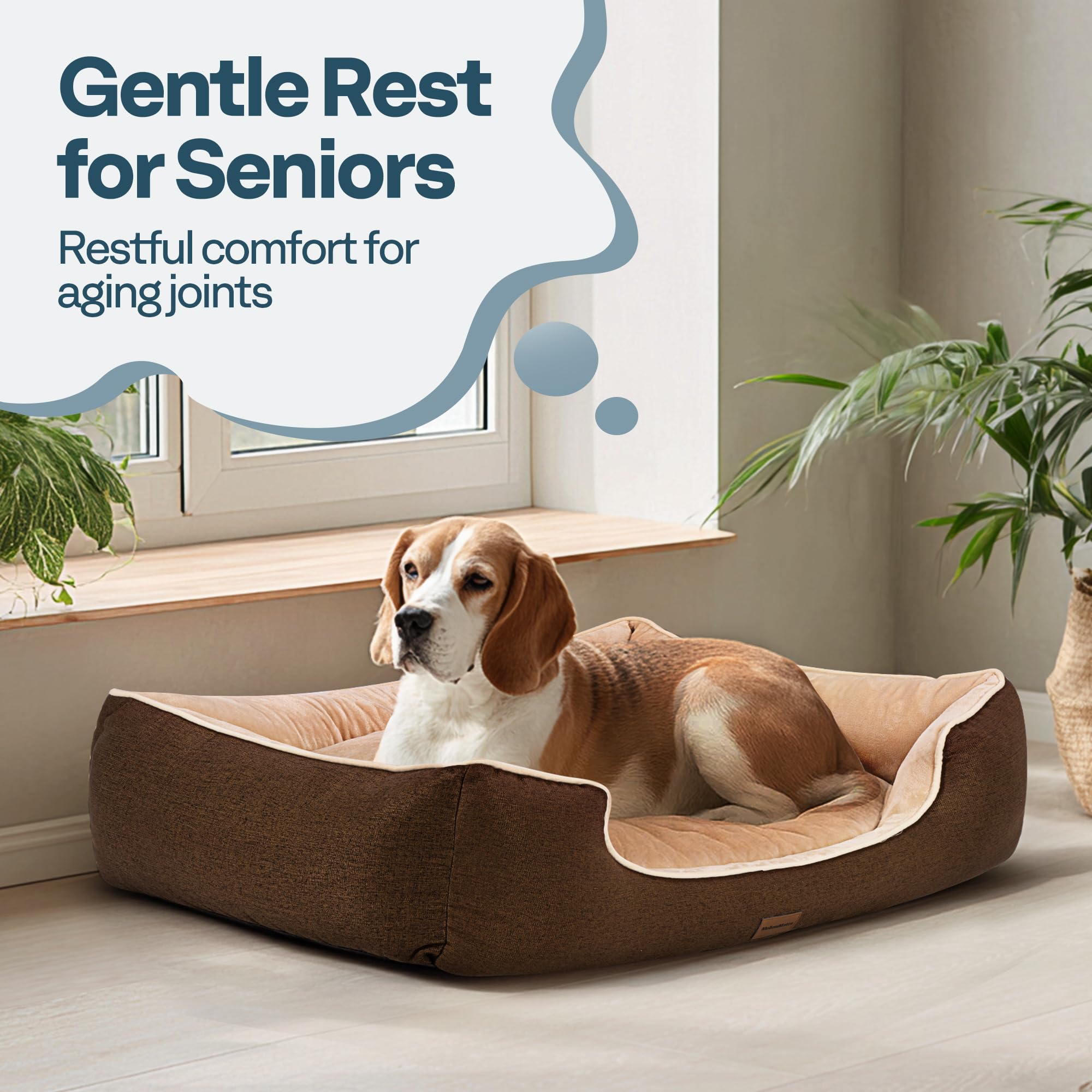 Orthopedic Dog Bed for Large Sized Dogs with Removable Washable Cover, Waterproof Lining & Non-Slip Base, Pet Dogs Couch Sofa with Extra Thick Dual-Layer Interior Padding, 36", Brown - image 2