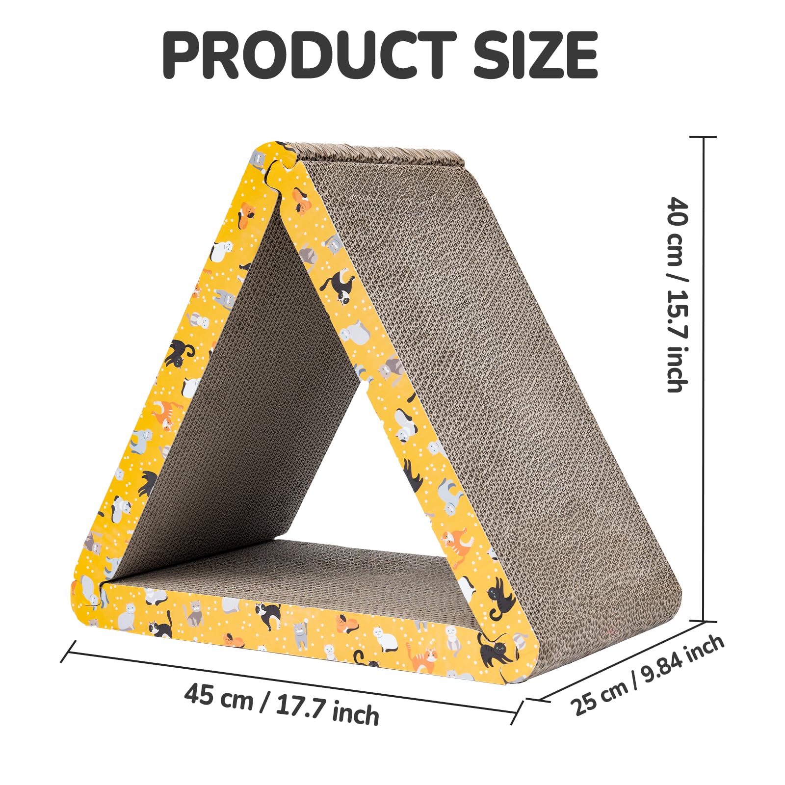 CATISM Rascador de gatos plegable, tabla triangular para rascar gatos, 6 lados utilizables, rascador para gatos de interior, rascador de gatos reciclable duradero, cartón vertical, naranja (paquete de