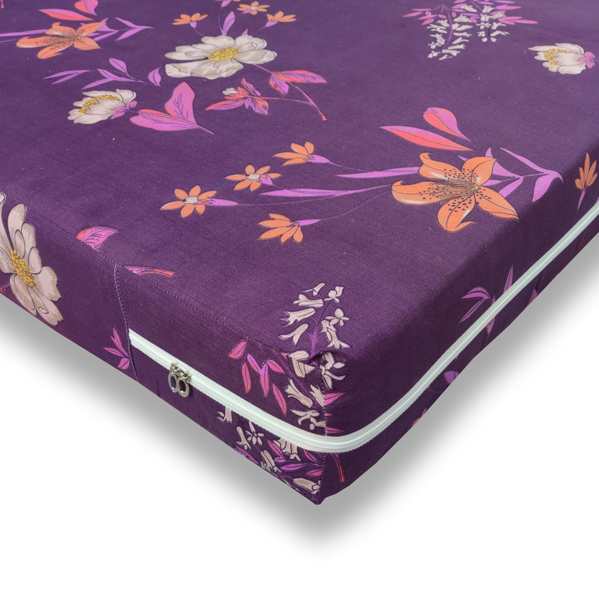 WELLFIT® Premium Glace Cotton 300 TC Mattress Cover/Protector for Single Size Bed with Zip/Chain/3×6.25 ft / 36×75×6 inch