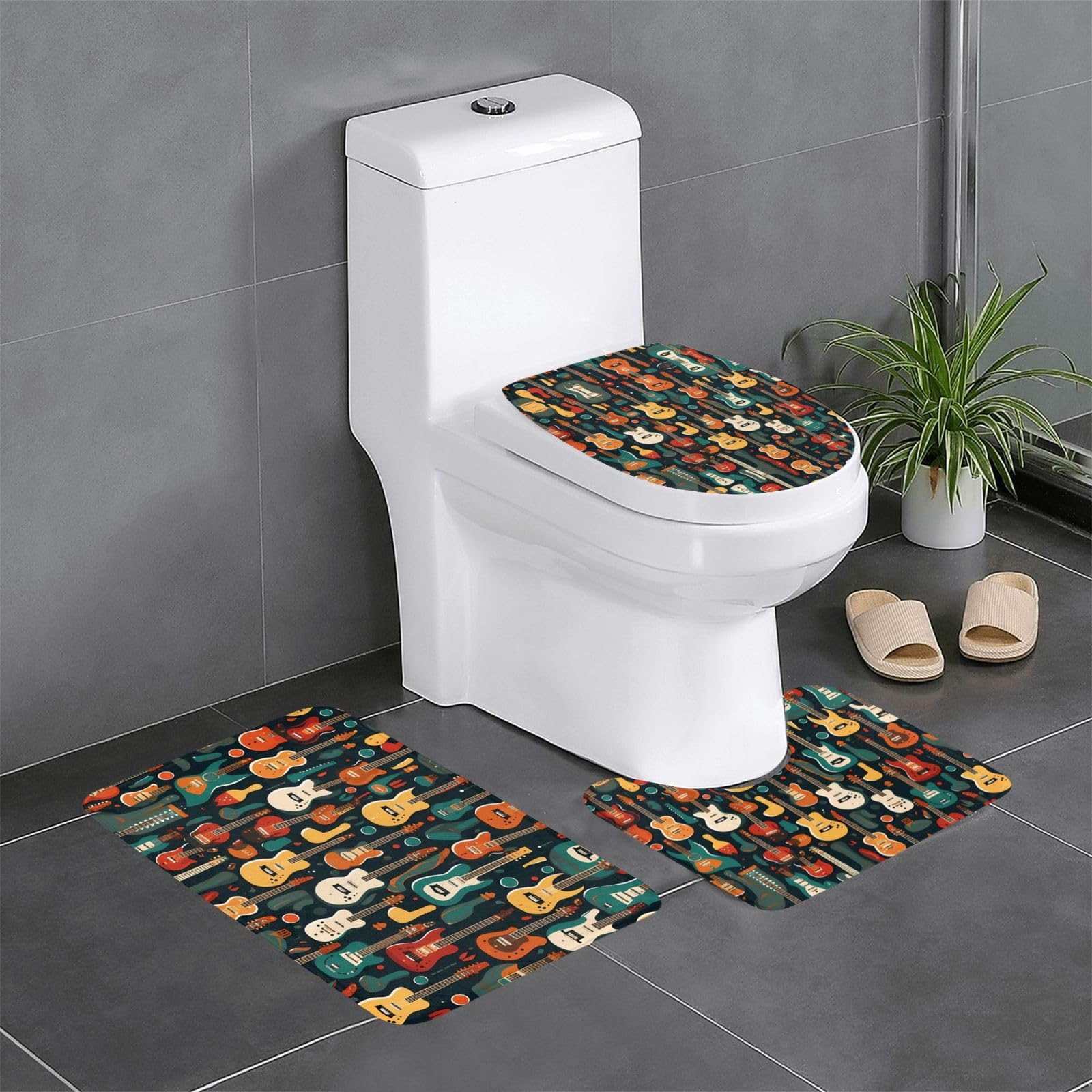 Tapis de salle de bain guitare antidérapant 61x40cm lavable pour WC et coiffeuse