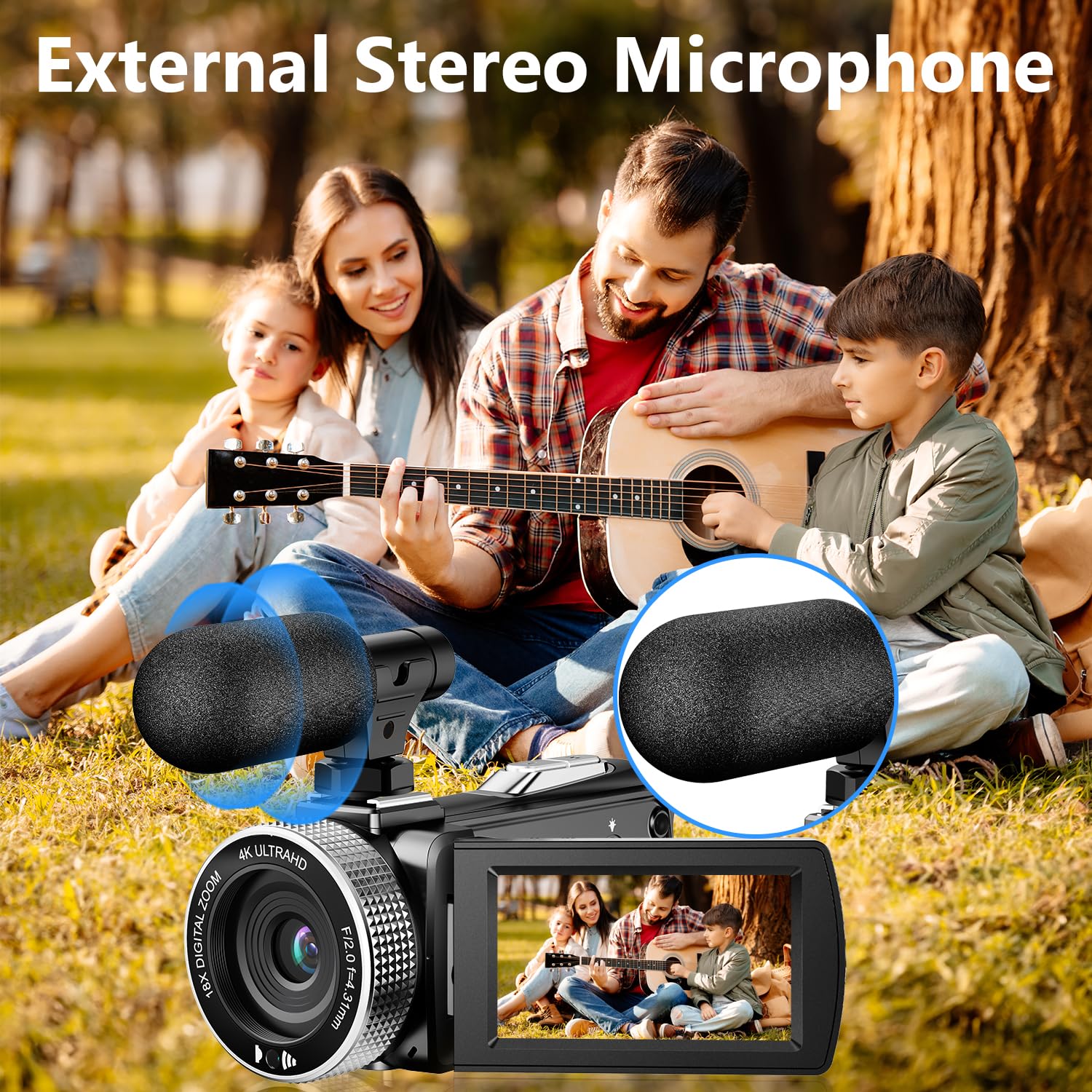 Videocamera digitale 4K, 48 MP, foto 4K 60 FPS, videocamera digitale per Vlogging YouTube, con 2 batterie/scheda SD/telecomando