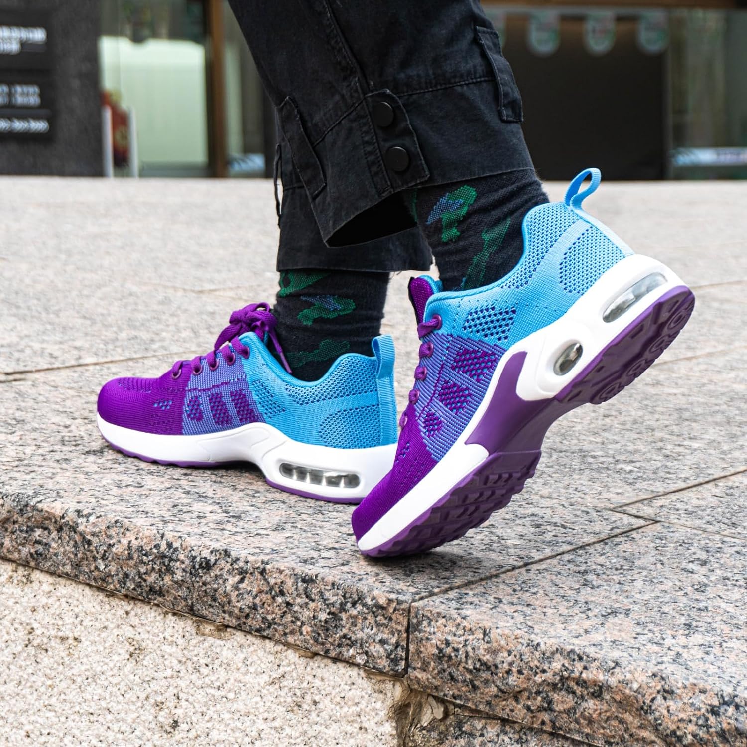 Hitmars Running Shoes Women's Sports Shoes Trainers Air Cushion Lightweight Trainers Breathable Black Blue Pink Purple Red EU 36-EU 43 image 2