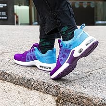 Zapatillas Running Mujer Zapatillas Deportivas Zapatos Correr Deporte Colchón de Aire Antideslizantes Gimnasio Transpirable Mesh Negro Azul Rosa Morado Rojo EU36-EU434