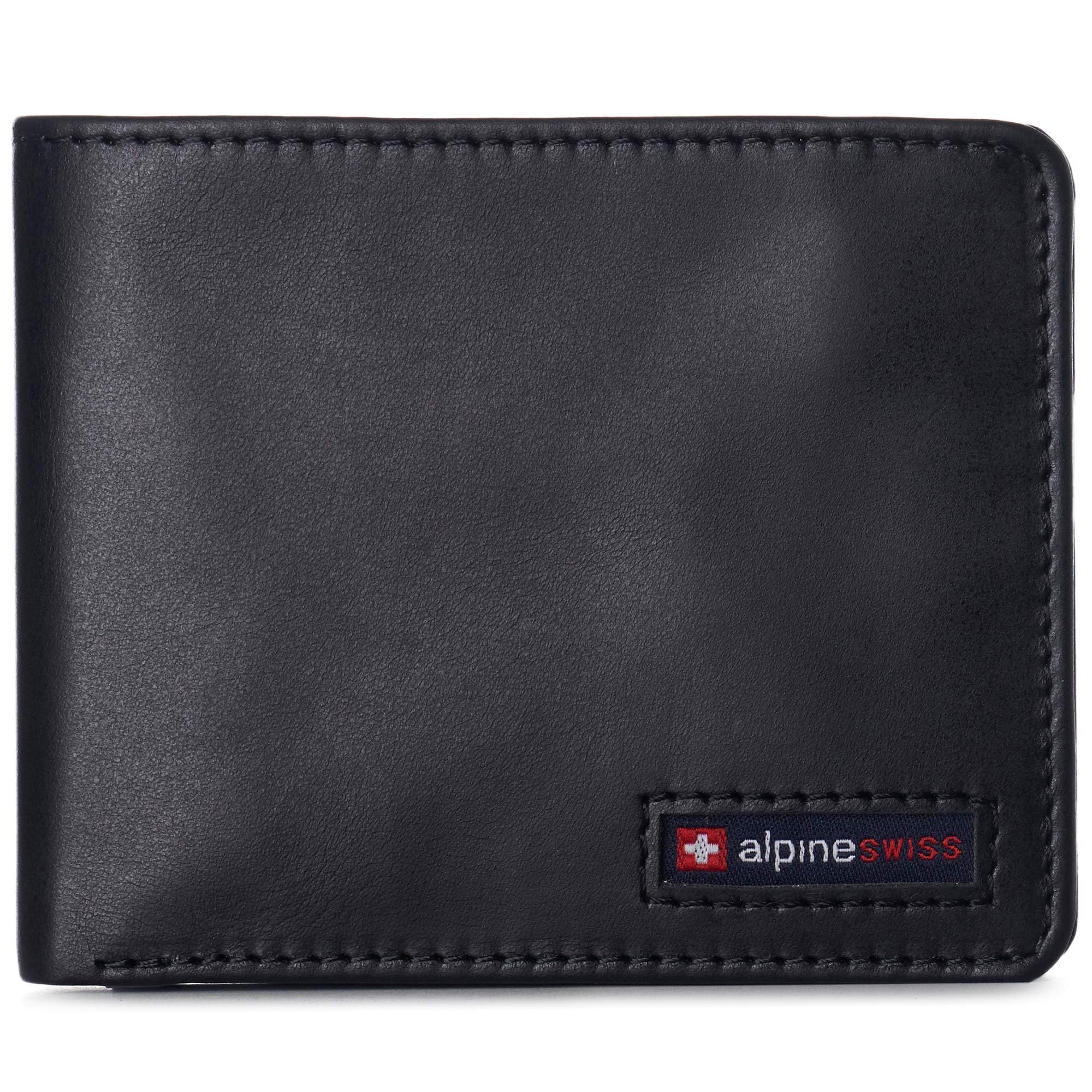 Alpine Swiss Męski portfel dla mężczyzn, skórzany portfel chroniony RFID, składany Spencer z dzieloną sekcją na rachunki, pudełko upominkowe, 2 okna na dowód osobisty, 14 kieszeni na karty i do