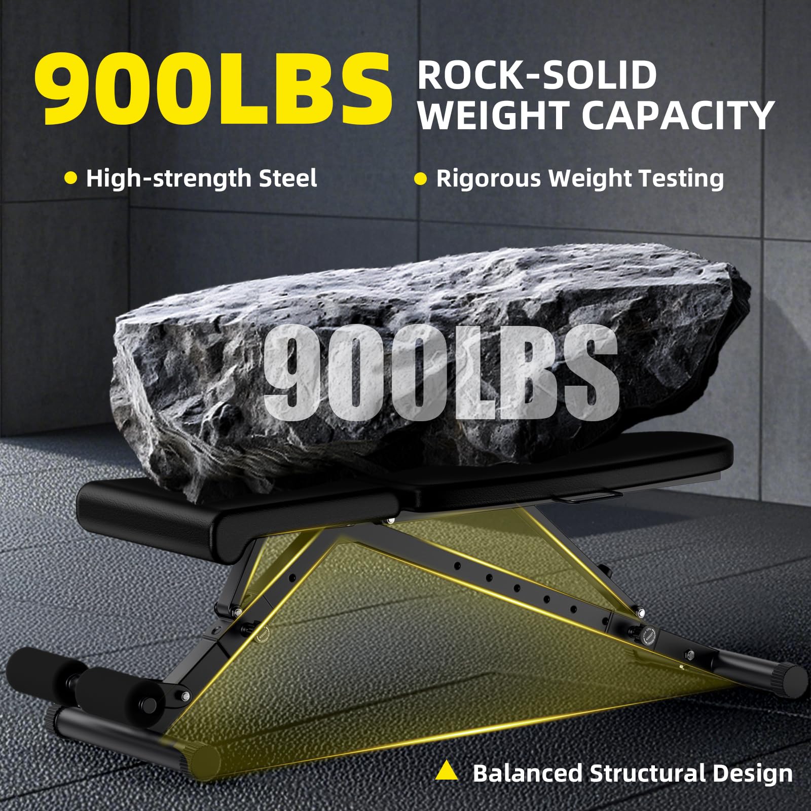 Weight Bench, 900LBS Adjustable Strength Training Bench for Full Body Workout With Fast Folding, for Home Gym