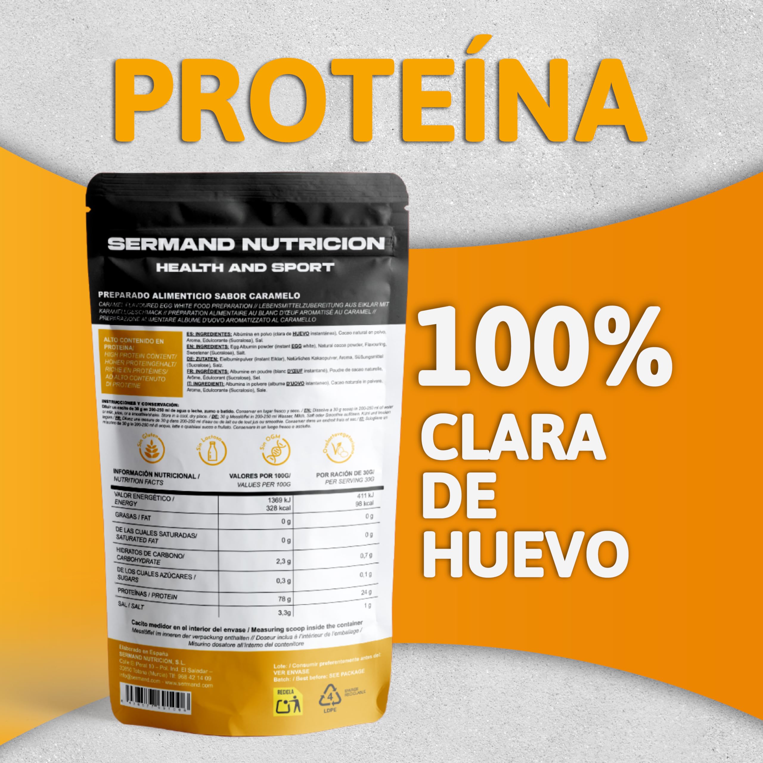 Protéine Blanc d'Œuf en Poudre 1020g Saveur Caramel - Format XXL 34 Portions - Protéine Sans Lactose Sans Gluten - 24g de Protéines par Dose - Alternative Whey Prise de Masse Musculaire