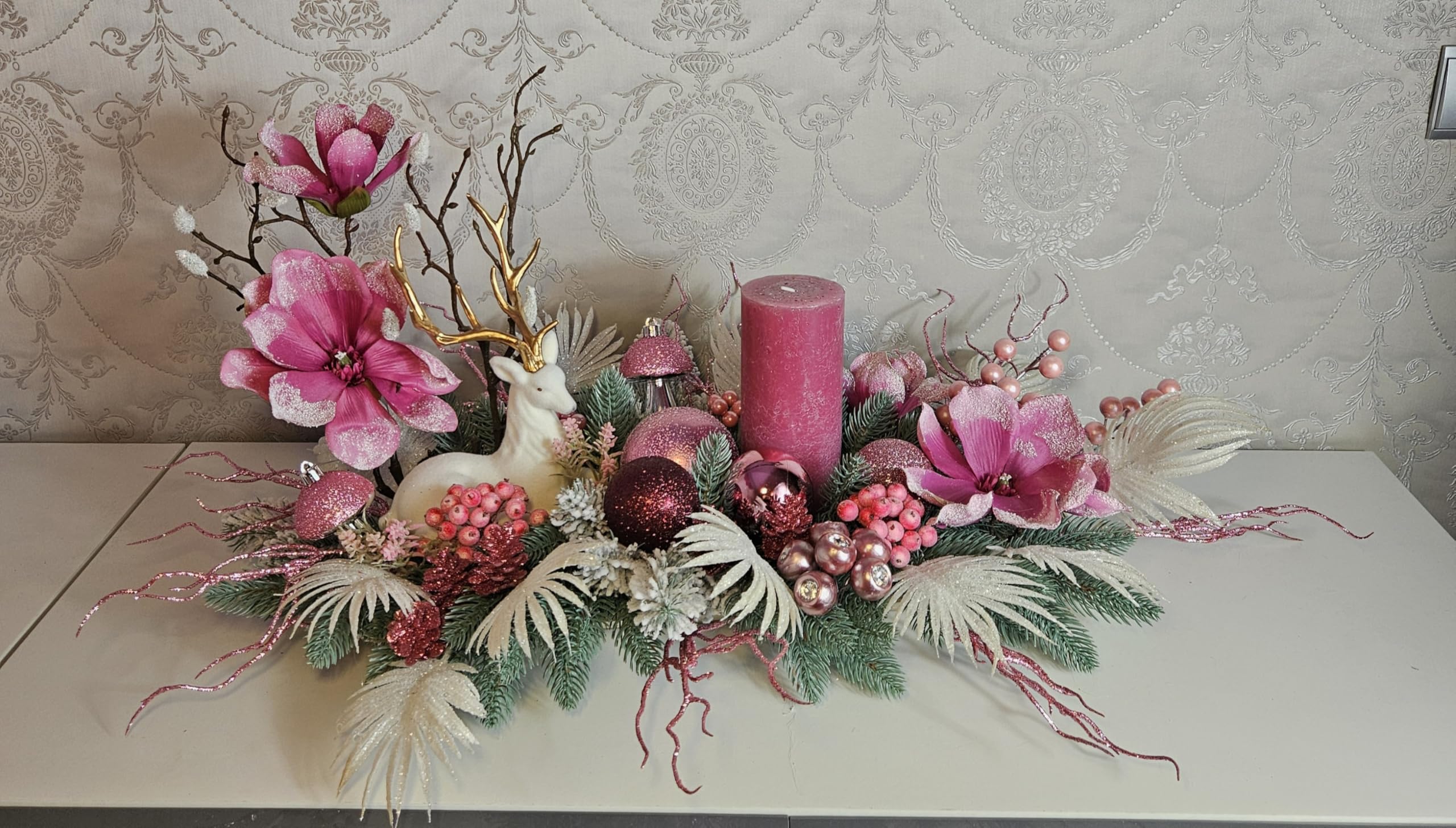 Weihnachtsgesteck + Adventdekoration Kamingesteck, Chrismes, Weihnachtsdeko Weihnachtsblumen Tischdekor, Tischgesteck, Winterdekor,Advent