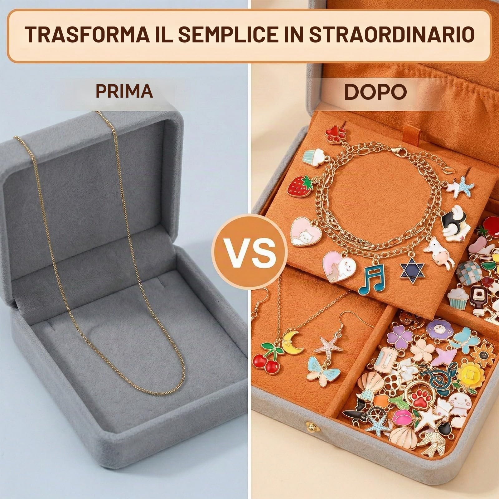 60 Pezzi ciondoli per collane fai da te, mini ciondoli colorati, per bracciali, braccialetti fai da te, Charms in Lega, di Creazione di Gioielli