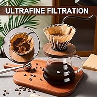 Vista 3 de Pour Over Coffee Maker Set 20 OZ, Borosilicate Glass Coffee Server with 50 pcs V60 Paper Filter, Pour Over Coffee Dripper Carafe for Home Cafe