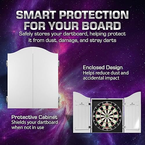 Miniatura 6 de Mission Darts Gabinete de madera de lujo resistente de la diana, blanco, (CAB011)