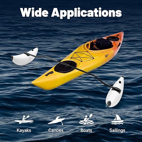 Miniatura 6 de Estabilizador de lancha, estabilizador inflable de PVC blanco para pesca, estabilizador y cañas de acompañamiento para kayak, canoa, barco, barco de