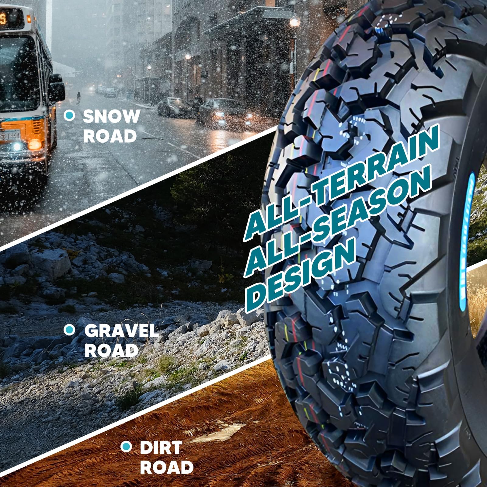 130/90-10 Offroad-Reifen für Roller, 130/90/10 Stollenreifen | 130 90 10 Straßenreifen, schlauchlose Rollerreifen vorne/hinten | 75J 300KPA