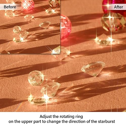 Miniatura 3 de Walking Way Juego de filtros de estrella de 3.031 in variable de 4,6,8 puntos, filtro de chispa ajustable, efecto Starburst, kit de pantalla cruzada