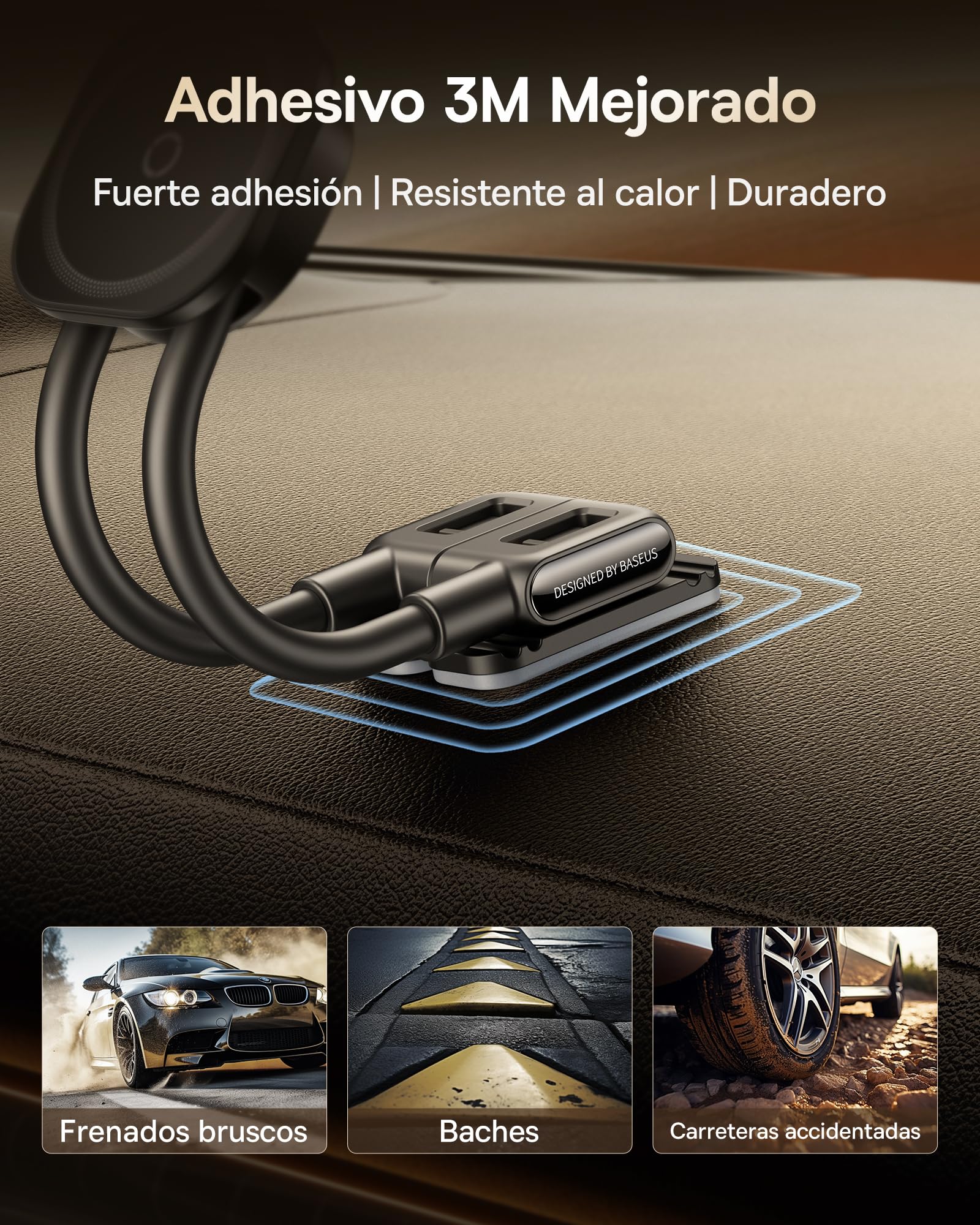 Baseus C03s - Soporte magnético para teléfono móvil para coche, con 2 brazos flexibles, soporte universal para teléfono móvil 20 N, compatible con iPhone y Samsung