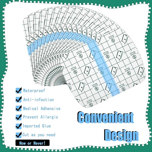 Vista 6 de Nuanchu 50 vendas adhesivas rectangulares redondeadas impermeables y elásticas transparentes para tatuajes para heridas, cinta transparente