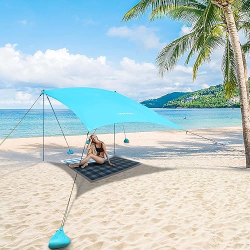 Tochiyoga Toldo de playa, tienda de campaña de playa, refugio solar, resistente al viento, UPF 50+, tienda de campaña de playa portátil de fácil