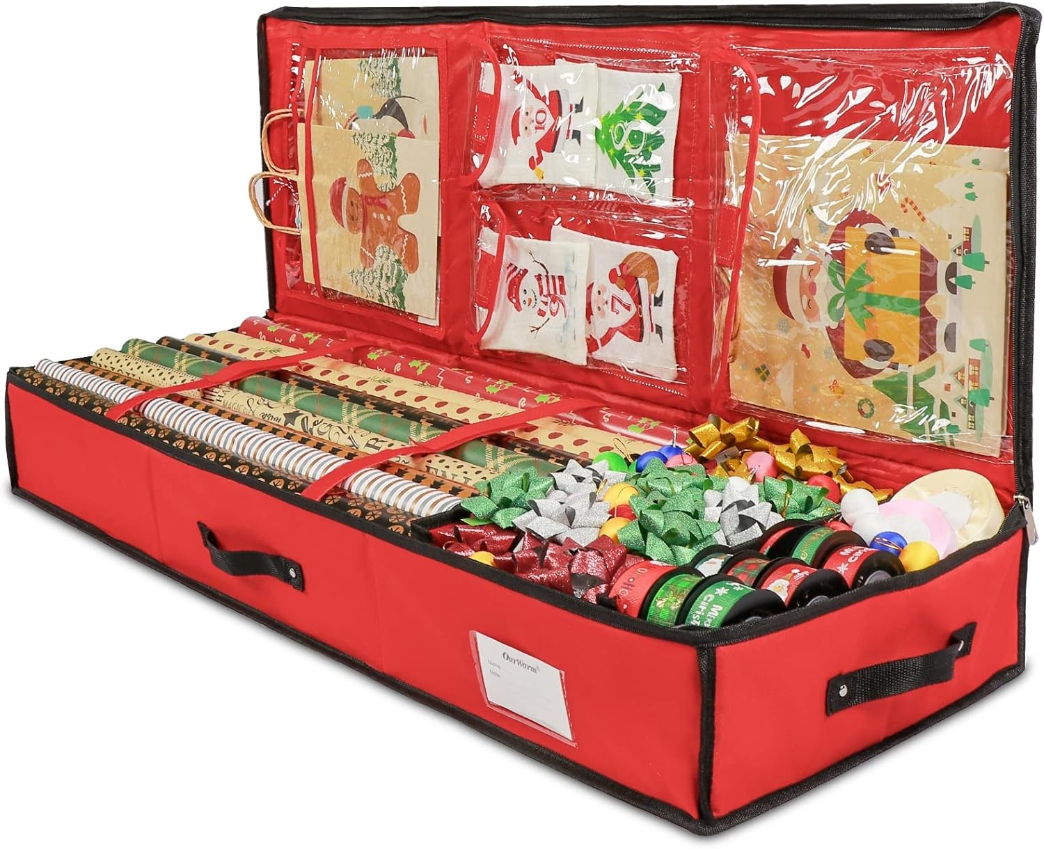 NOBRIM Christmas Wrapping Paper Storage Under Bed Storage Perfect in Storage Fabric Bag for Bows Christmas Lights Storage Decorations