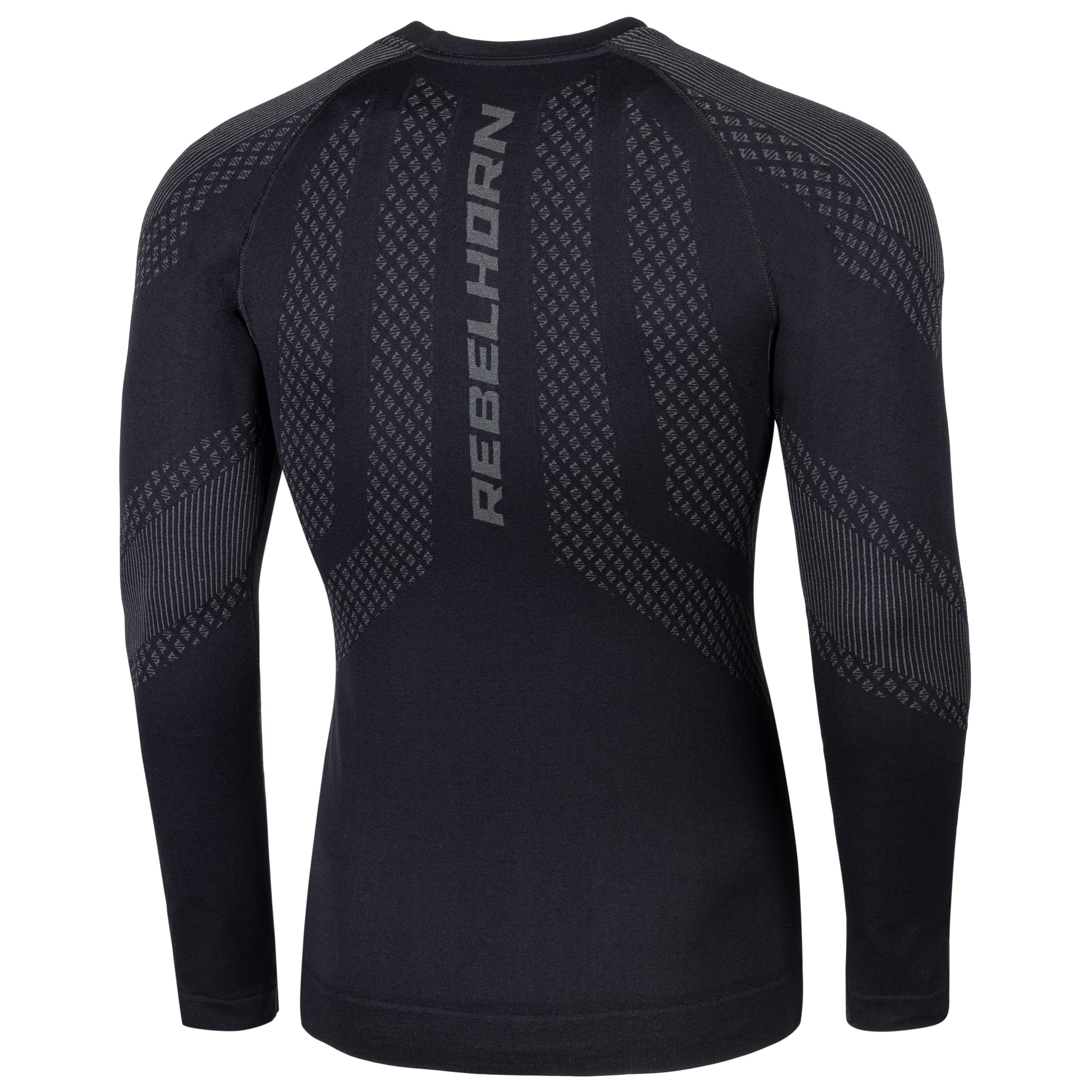 REBELHORN Active II Maglia Termica Uomo | Manica Lunga | Biancheria Termica | Maglietta Funzionale | Assorbe l'umidità | Traspirante | Zone di Compressione | Abbigliamento Moto Termico