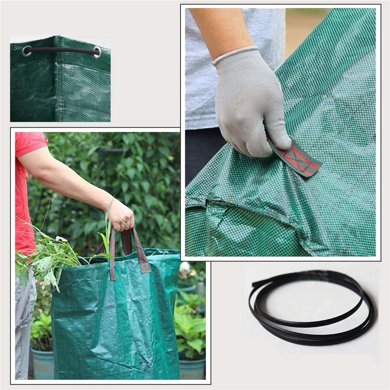 Bolsa de almacenamiento de hojas resistente, contenedor de basura de jardín de gran capacidad, impermeable, plegable, bolsa de basura para exteriores, para hojas y basura, 300 L