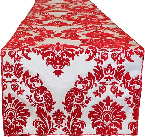 Miniatura 6 de lovemyfabric Camino de mesa de damasco flocado de tafetán para bodas, despedidas de soltera, baby shower, cena, eventos especialesgraduación y