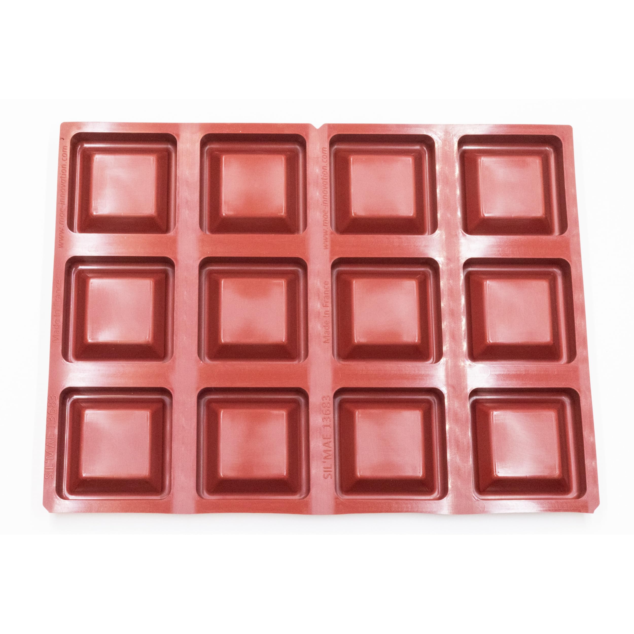 Maé - Moule à Tarte Easy Tarte Carré 12 Alvéoles - Silicone Alimentaire Premium Anti-Adhérent - Souple, Démoulage Facile et Net - Usage -45°C / +280°C - 72 ml