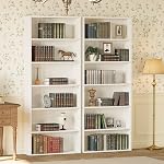 IRONCK Bookshelves and Bookcases Set of 2 Floor Standing 6 Tiers Display Storage Shelves 70 in Tall Bookcase Home Decor Furniture for Home Office, Living Room, Bed Room, White