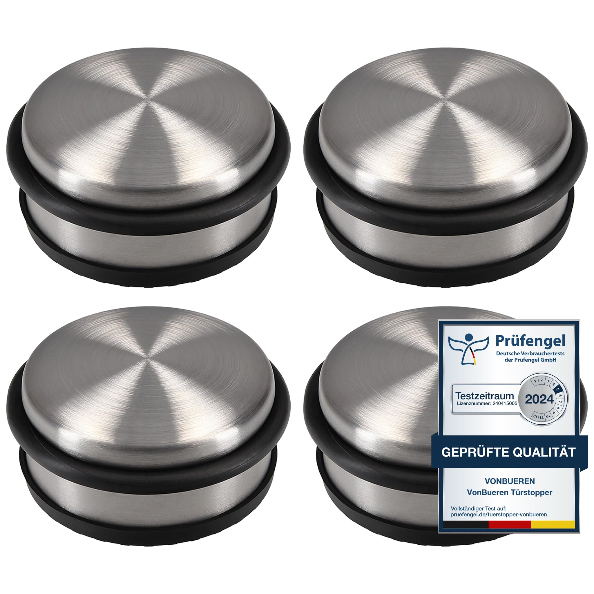 4 x Türstopper 1,2 kg Boden schwer VonBueren | ca. 10,5 x 5 cm | Tür Stopper aus Edelstahl/Metall | door stopper