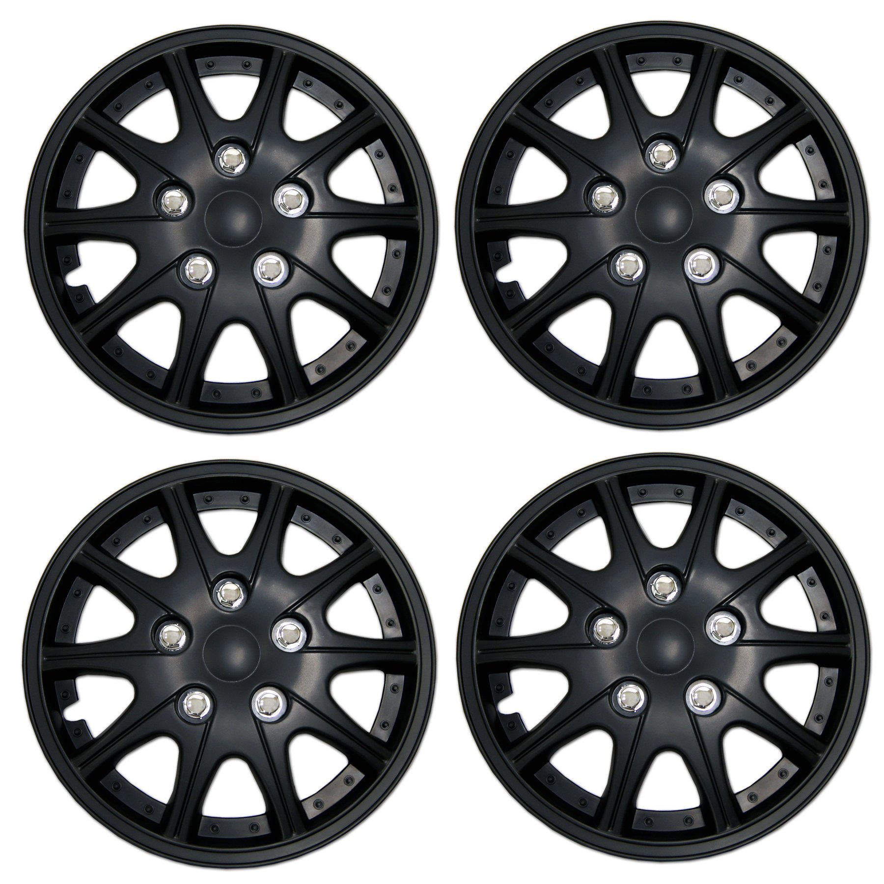 Tuningpros WC3-15-3533-B - Pack of 4 Hubcaps - 15-Inches | Black | Style 533 Style Snap-On (Pop-On) Type Matte Black Wheel Covers Hub-caps — view 56