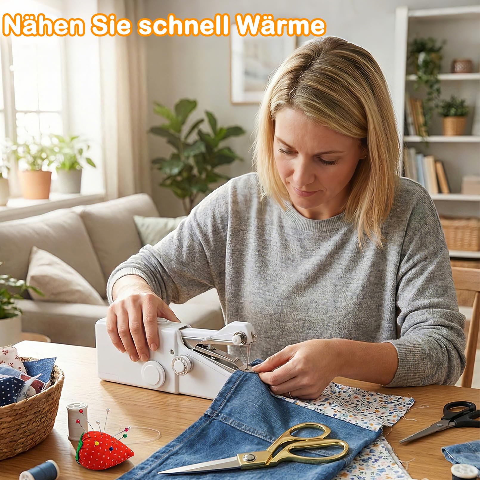 BRICH Handheld-Nähmaschine mit schneider zubehör nähen & 125-teiligem Nähset – Tragbar, Mini, Kabellos – Ideal für Anfänger und Erwachsene – Komplettes Set für schnelle Heimkleidungsreparaturen