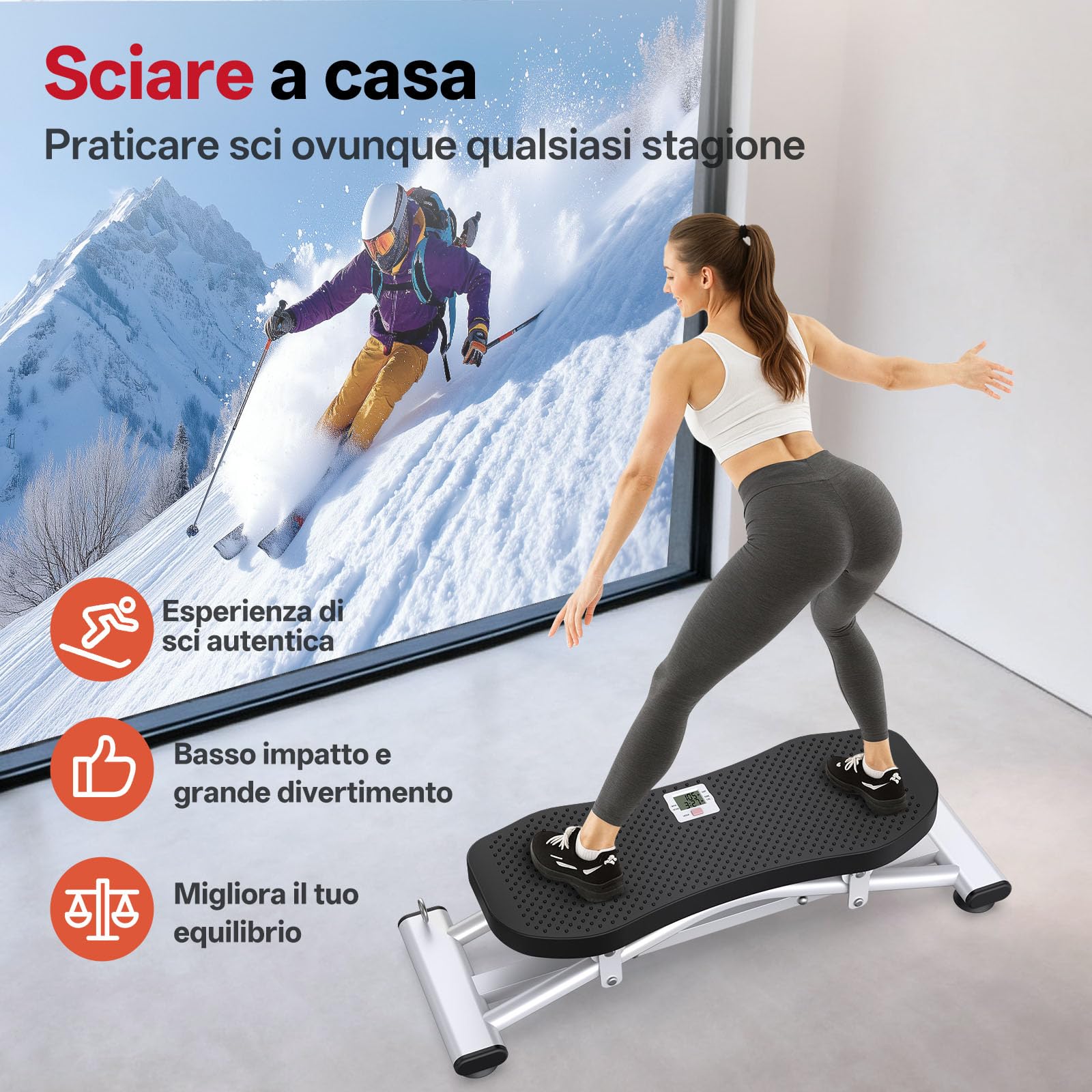 PASYOU Balance Board, Tavoletta Propriocettiva con Bande di Resistenza, Allenatore di Equilibrio Portatile Wiggle con Schermo LCD, Capacità 136 kg, Allenamento Completo del Corpo