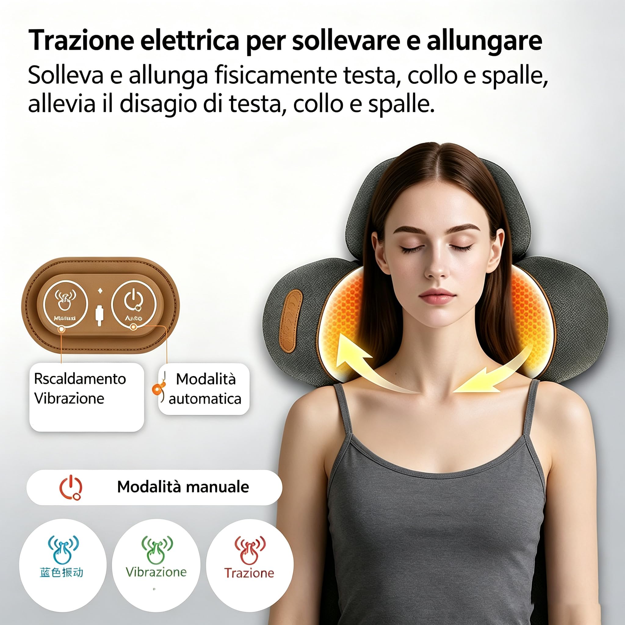 serealab Massaggiatore cervicale 3 in 1 con riscaldamento