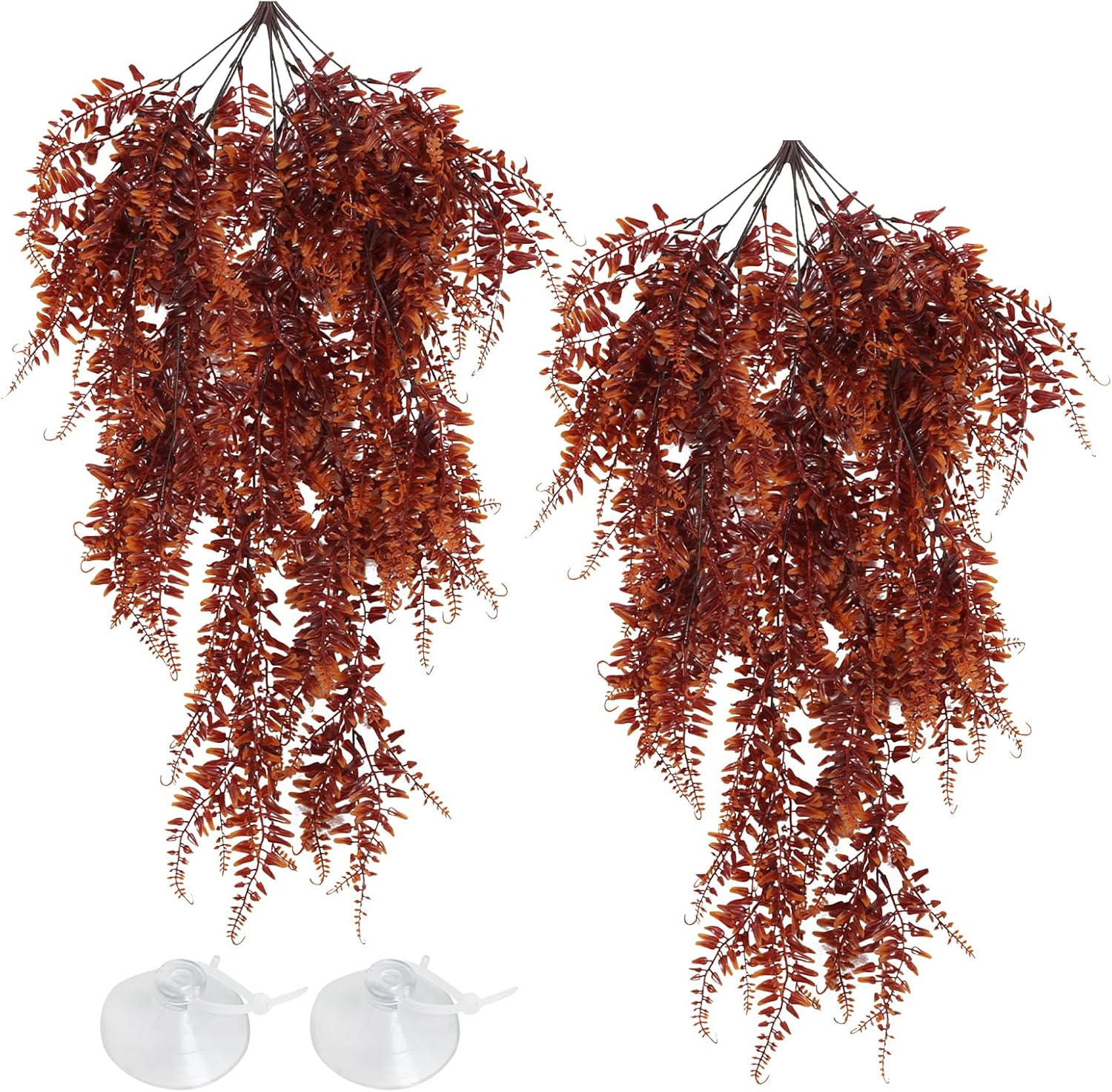 Hamiledyi Reptile Plants 2 Pcs Hanging Terrarium Plants Fake Plant Reptile Tank Accessories for Leopard Gecko Bearded Dragon, Snake, Lizard Habitat (Red)