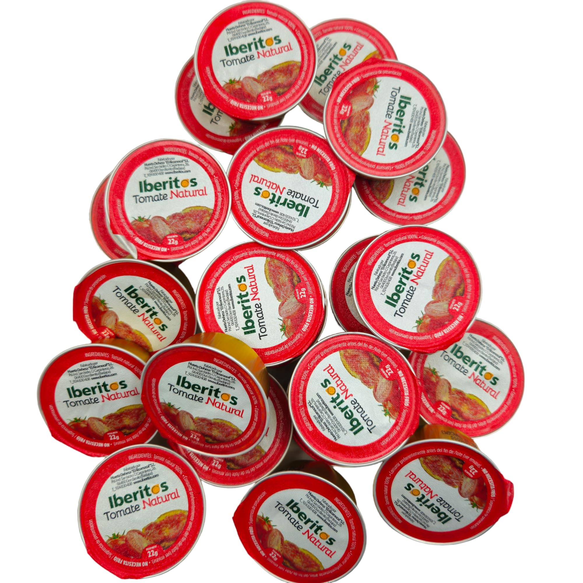 Tomate naturelle râpée monodose Iberitos - Présentoir avec 120 dosettes de 22 grammes - Tomate naturelle râpée - Spécial hôtellerie - Entièrement naturelle