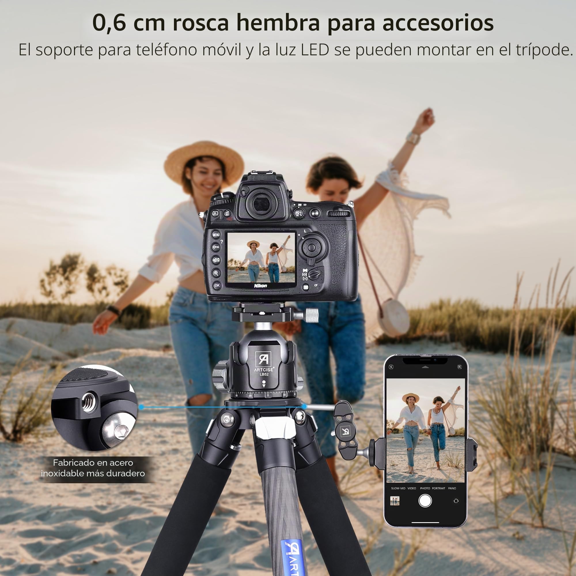 ARTCISE CT90C - Trípode compacto de fibra de carbono con bolsa de piedra para videocámara réflex digital Canon, Sony, Nikon, DSLR, carga máxima de 88 libras