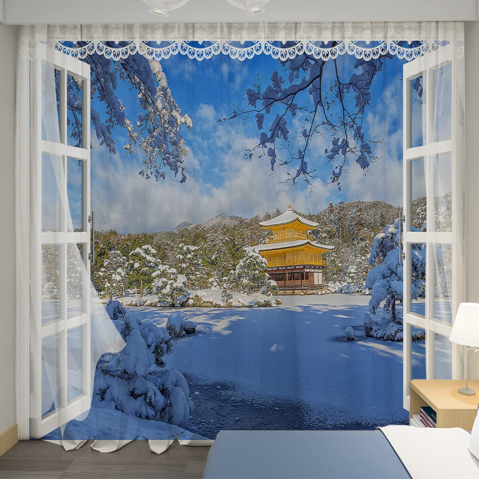 Amazon｜U-SITU カーテン 両開き 風景カーテン 遮光 断熱 防寒 UV 