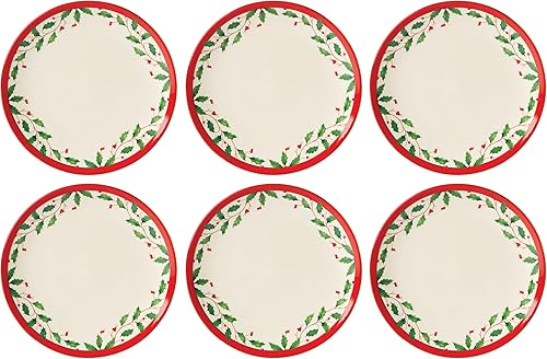 Lenox 893491 Holiday - Juego de 6 platos decorativos navideños, vajilla de Navidad, para recibir invitados