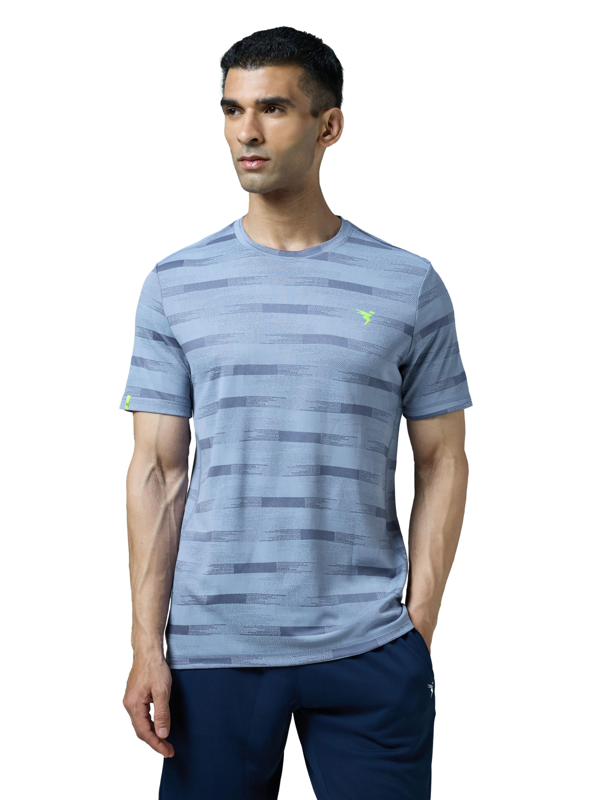 TECHNOSPORT Men's Slim Fit Crew Neck Half Sleeve Printed Jacquard T-Shirt with Technocool+, UPF50+ for Gym, Sports & Regular use-picture-32