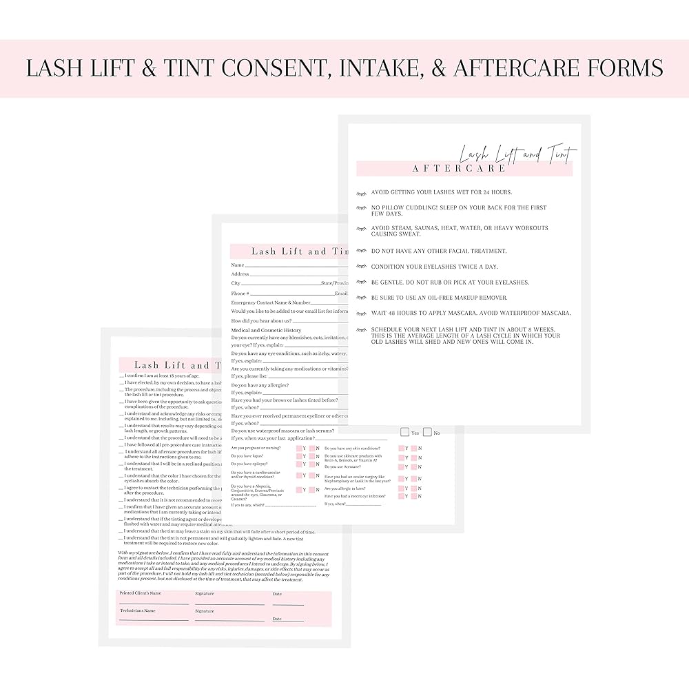 Amazon.com: Lash Lift & Tint Consent Form, Intake Form, Aftercare Form | 75 Pack | 8.5x11 amazon-com-lash-lift-tint-consent-form-intake-form-aftercare-form-75-pack-8-5x11-inch-paper-size-form-25-consent-forms-25-client-intake-forms-25-aftercare-forms-office-products