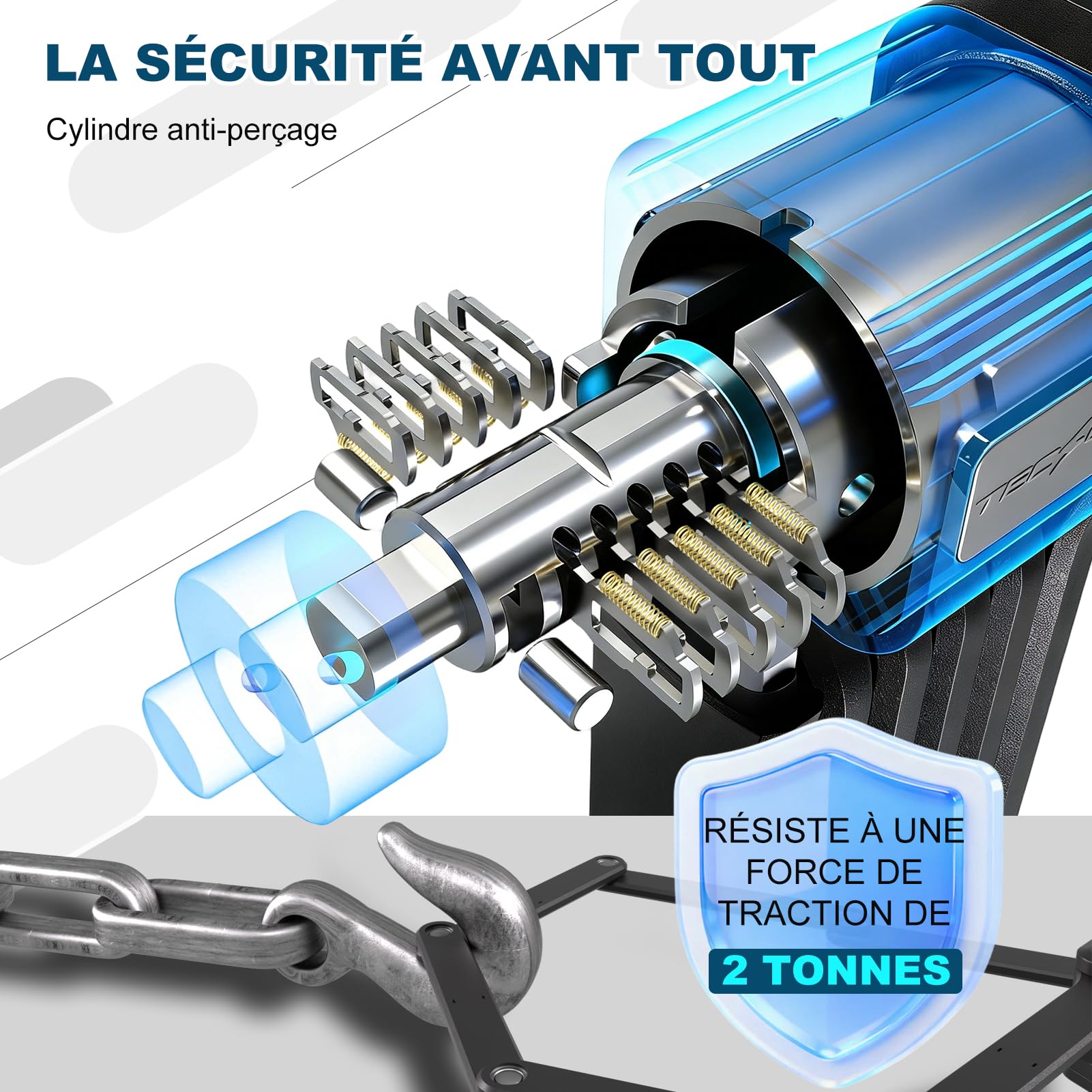TECHCYC Antivol Vélo Pliable 90cm | Certifié ART avec Compartiment GPS | Acier Trempé | 3 Clés Incluses | Fixation Silencieuse Sans Cliquetis | Compatible Vélo électrique, VTT, Moto et Trottinette