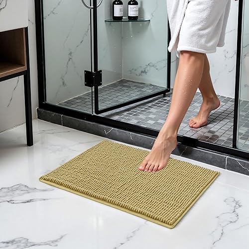Miniatura 2 de SUBRTEX Alfombras de Baño de Chenilla, Alfombra de Baño de Felpa Corta Suave, Tapete de Baño Absorbente de Agua, Tapete de Ducha de Secado Rápido