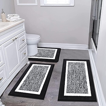 Pauwer 浴室地垫三件套 防滑吸水毛巾浴室垫 美容浴垫柔软耐用