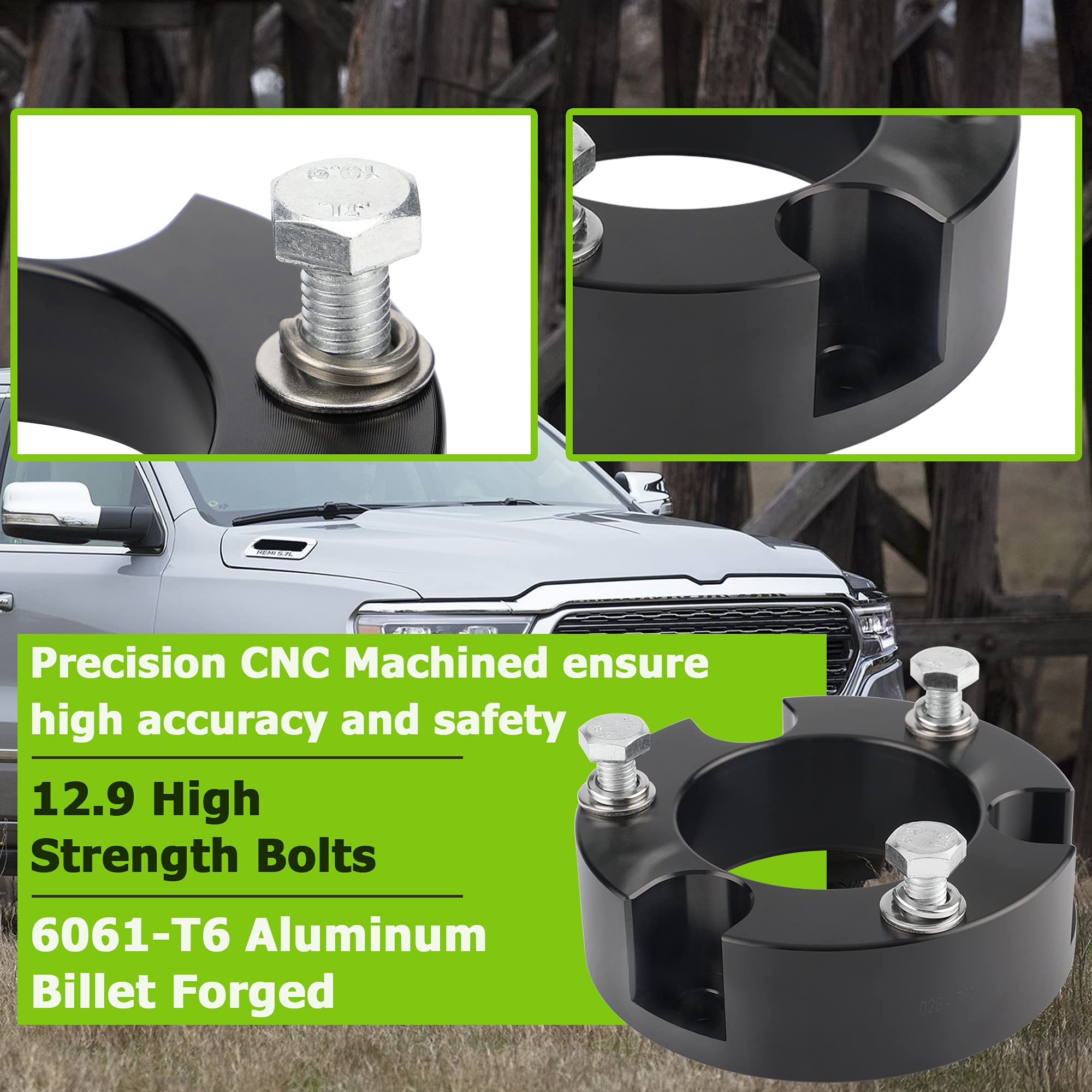 3" Front and 2" Rear Leveling Lift Kits for 2005-2022 Tacoma,3 inch Front Strut Spacers and 2 inch Rear lift block Fit For Tacoma 2WD/4WD 2005-2022