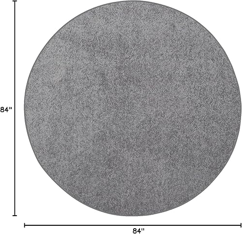 Miniatura 3 de Bright House Alfombra de color liso gris, redonda de 7 pies, para interiores, resistente a las manchas y a la decoloración, perfecta para sala de